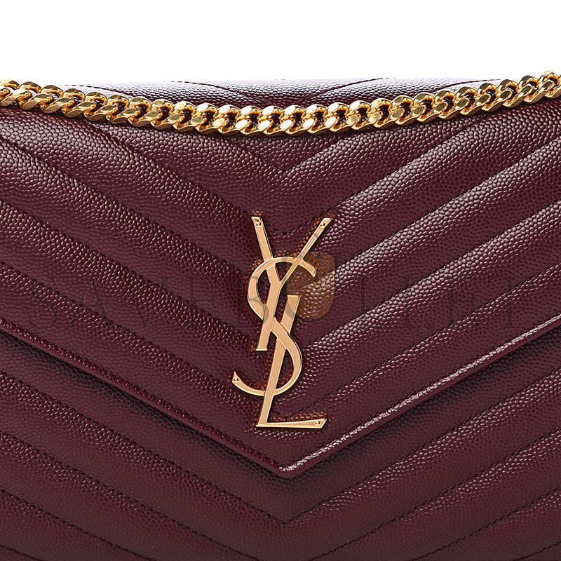 YSL CLASSIC CASSANDRE CHAIN WALLET IN GRAIN DE POUDRE LEATHER 377828BOW016475 (22.5*14*4cm)